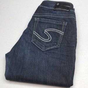 LIKE NEW SILVER SUKI MID STRAIGHT JEANS 28x30 DARKWASH 🦋